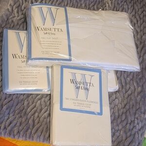Wamsutta Sheets 250 Thread Count 2 Pillowcases Full Flat Fitted  Alabaster NEW